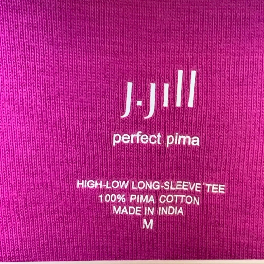 JJILL Women’s Magenta Purple Pink Long Sleeve Rounded Neck Pima Cotton T-shirt